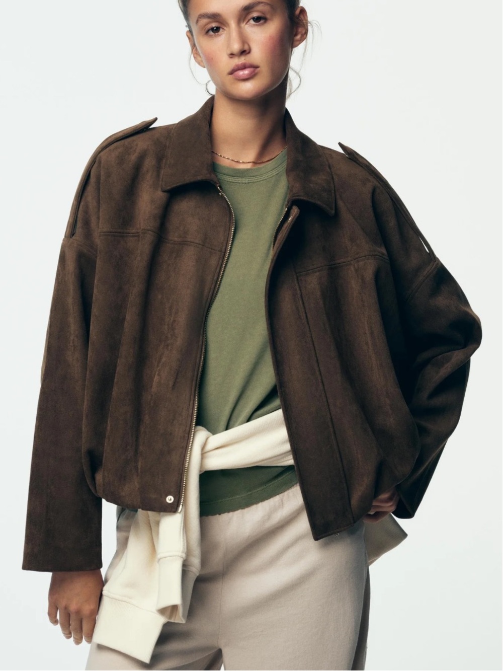 Zara Suede Effect Bomber